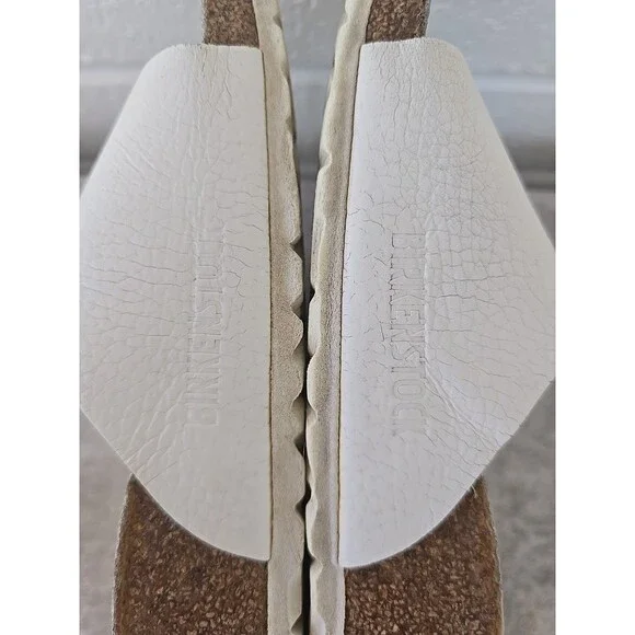 Birkenstock Madrid Big Buckle Slide Sandals Womens Size 10 White Leather Slip On - Picture 9 of 12